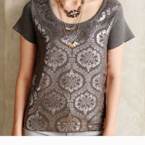 Anthropologie Moth Metallic paisley top